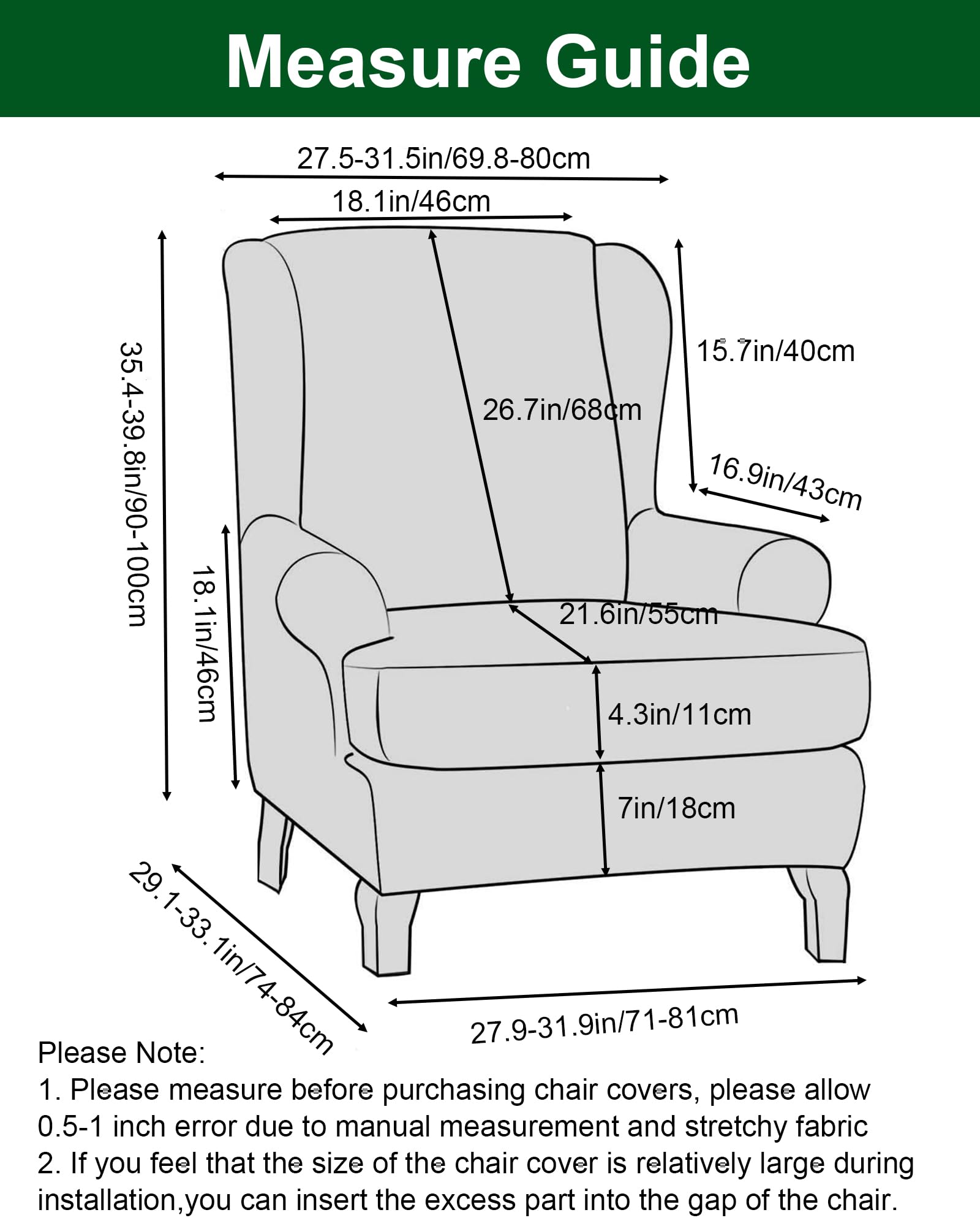 CRFATOP two-piece slipcover set protecting chair and cushion