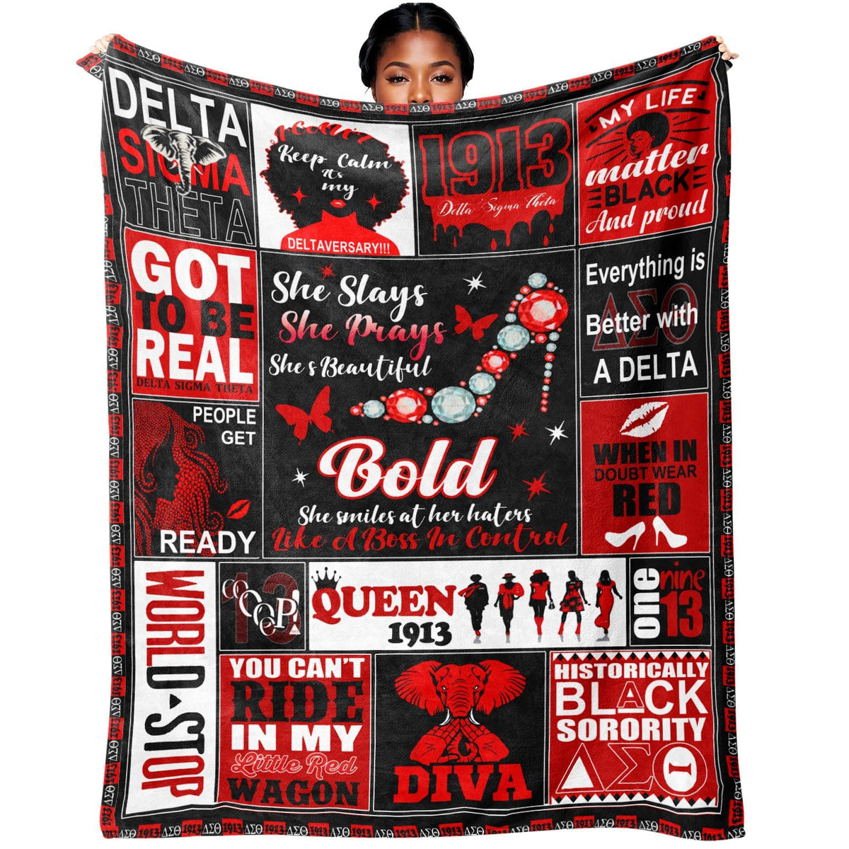 CrimsonEase Sisterhood Love Blanket elephant-design close-up for a bold, comforting home décor statement