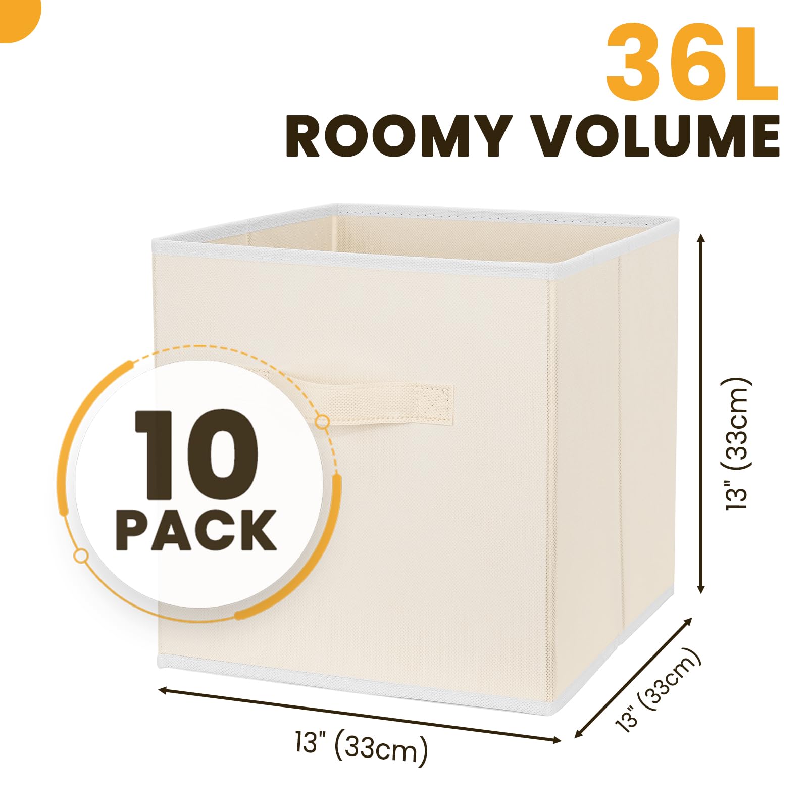 Criusia ten-pack collapsible beige bins for closet organization