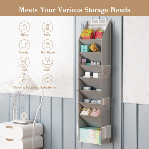 Criusia gray finish complements contemporary interiors while organizing footwear.