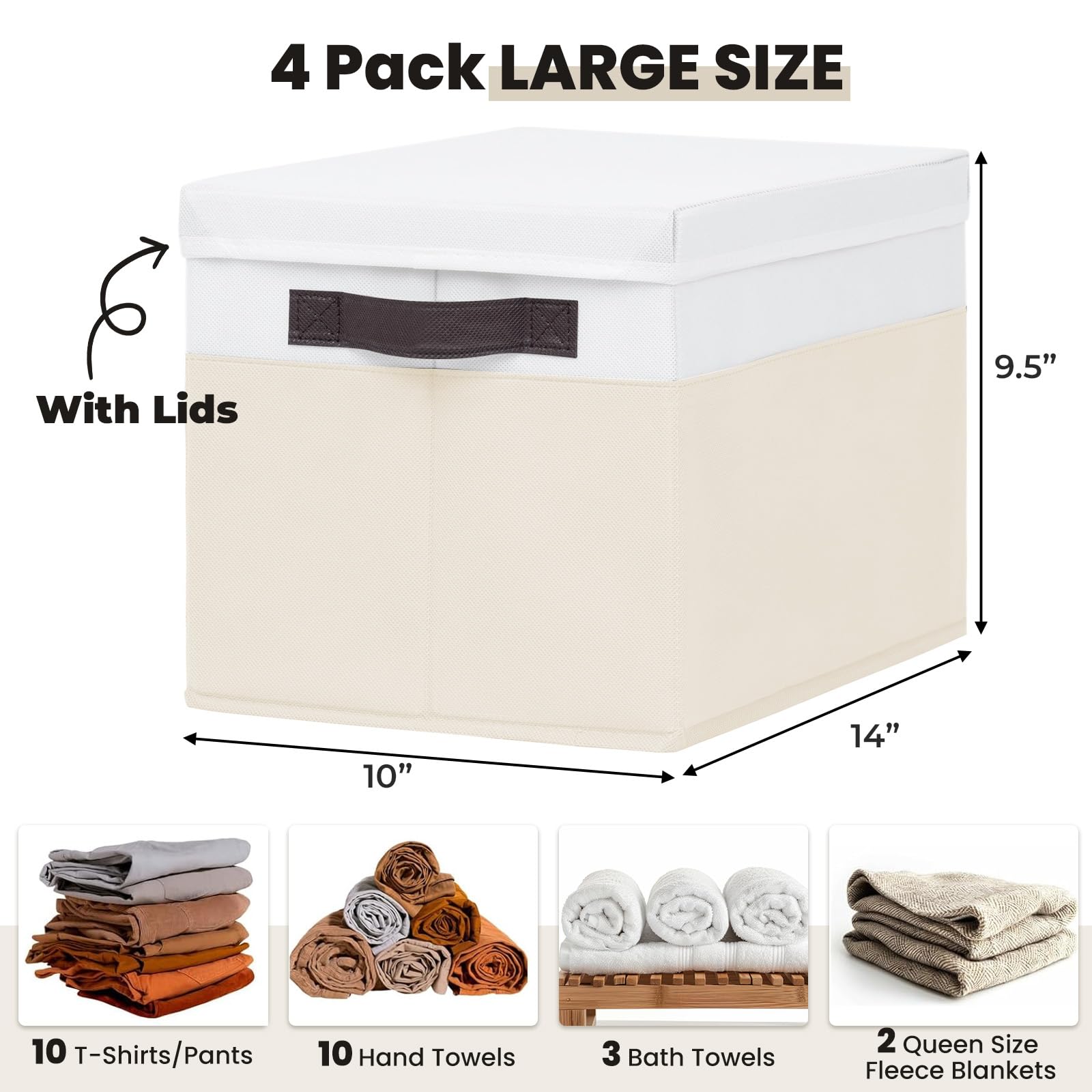 Criusia 23qt dustproof storage basket stacked for bedroom or living room organization.