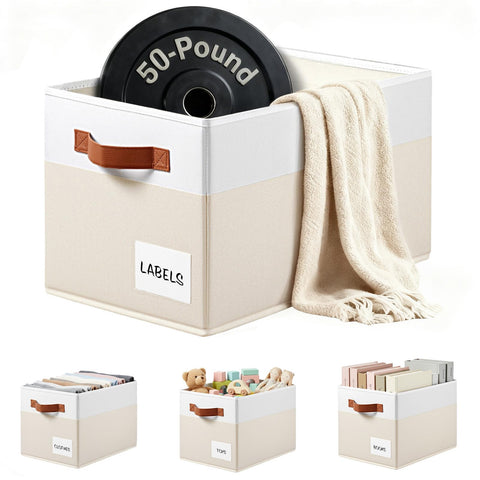 Criusia 4-pack closet baskets collapse for flexible shelf storage.