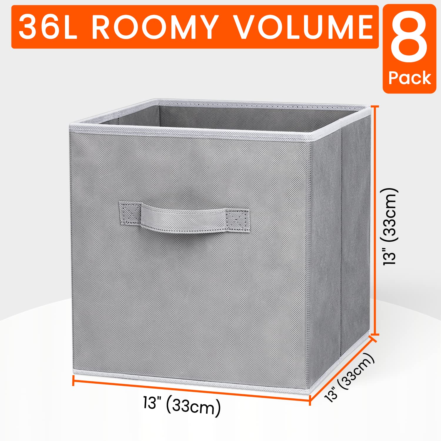 Criusia 8-pack collapsible bins in grey for organized closet storage.