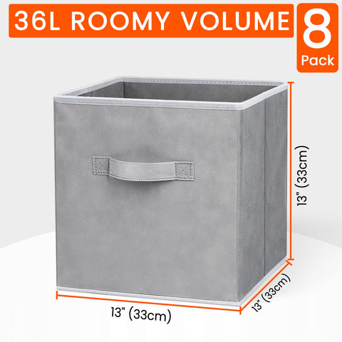Criusia 8-pack collapsible bins in grey for organized closet storage.