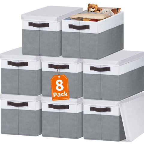 Criusia 8-pack closet storage bin with lids for organized shelves and dust protection.