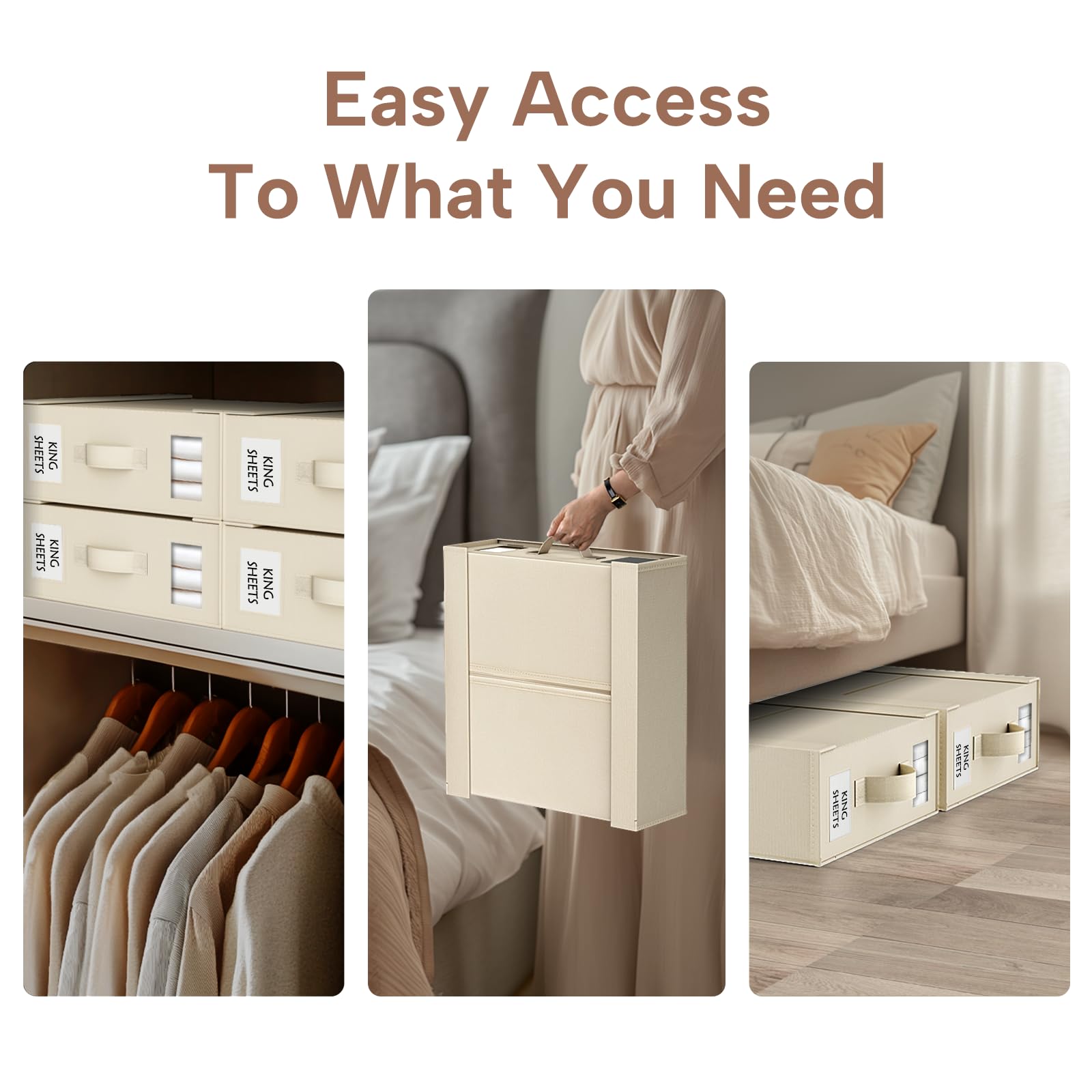 Criusia stackable design fits closets, under beds, and shelves.