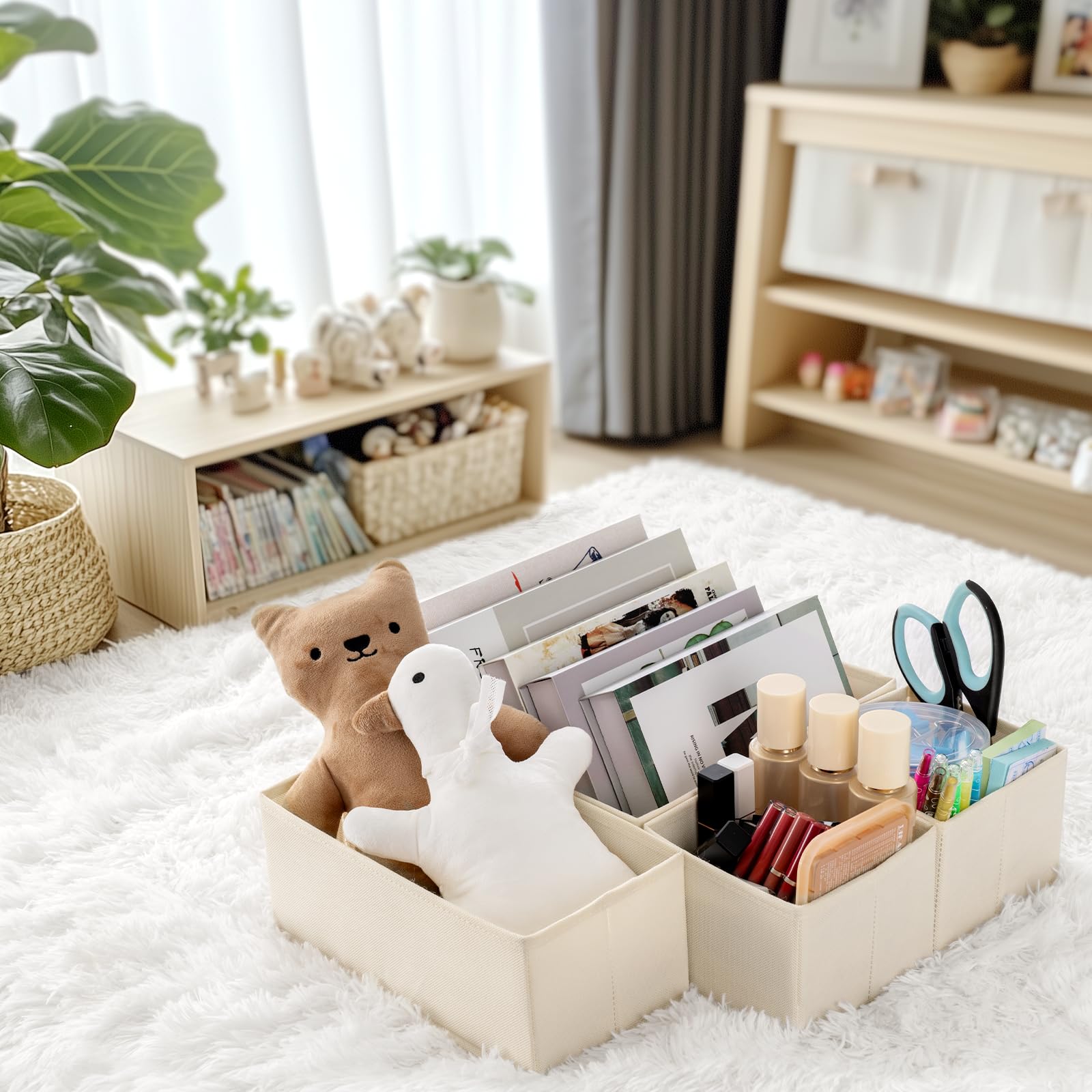 Criusia beige color blends with nursery or bedroom decor.
