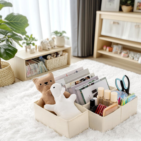 Criusia beige color blends with nursery or bedroom decor.