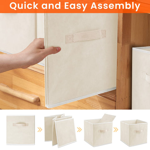 Criusia beige cubes used in a dorm closet for clothes.
