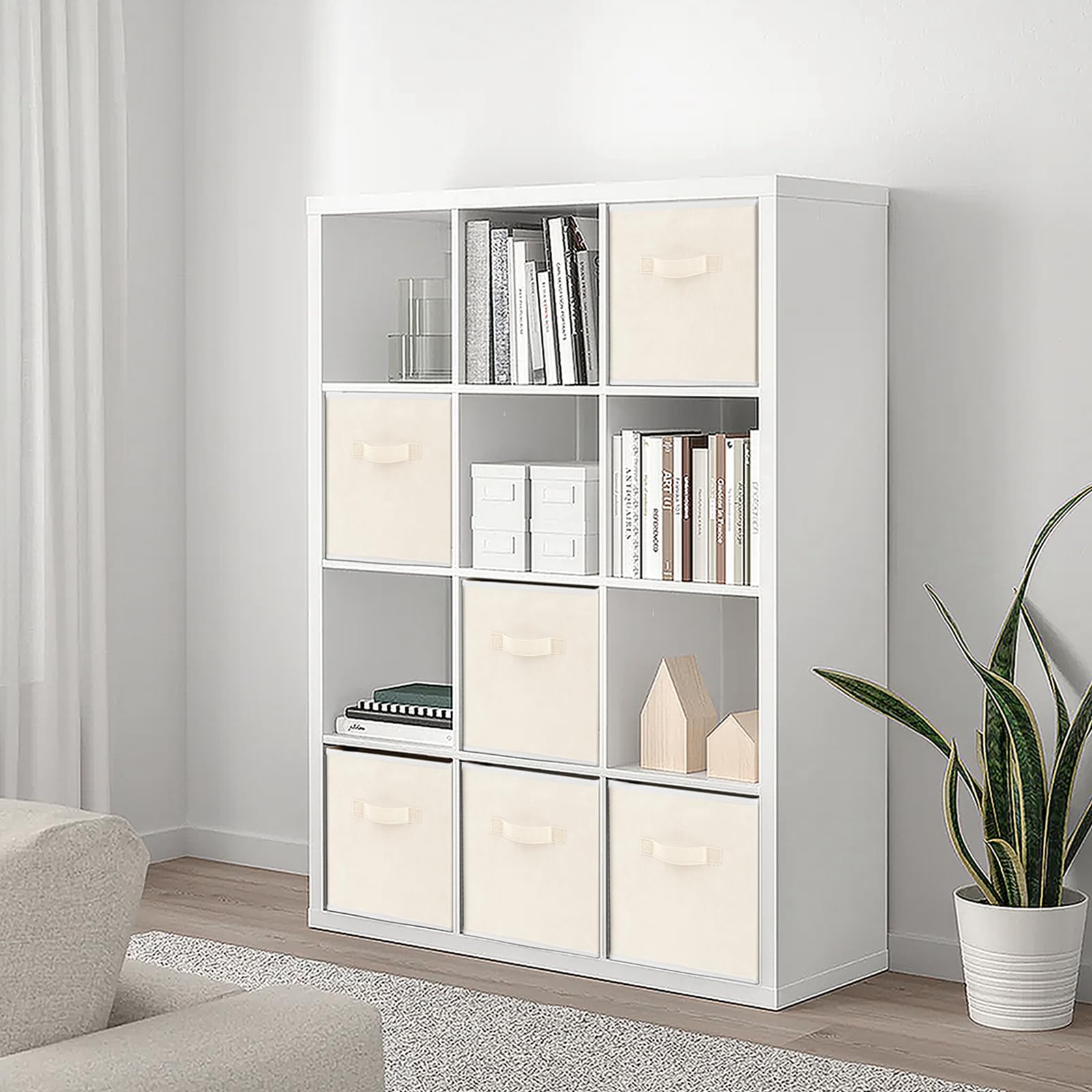 Criusia beige storage cubes for closet and laundry rooms