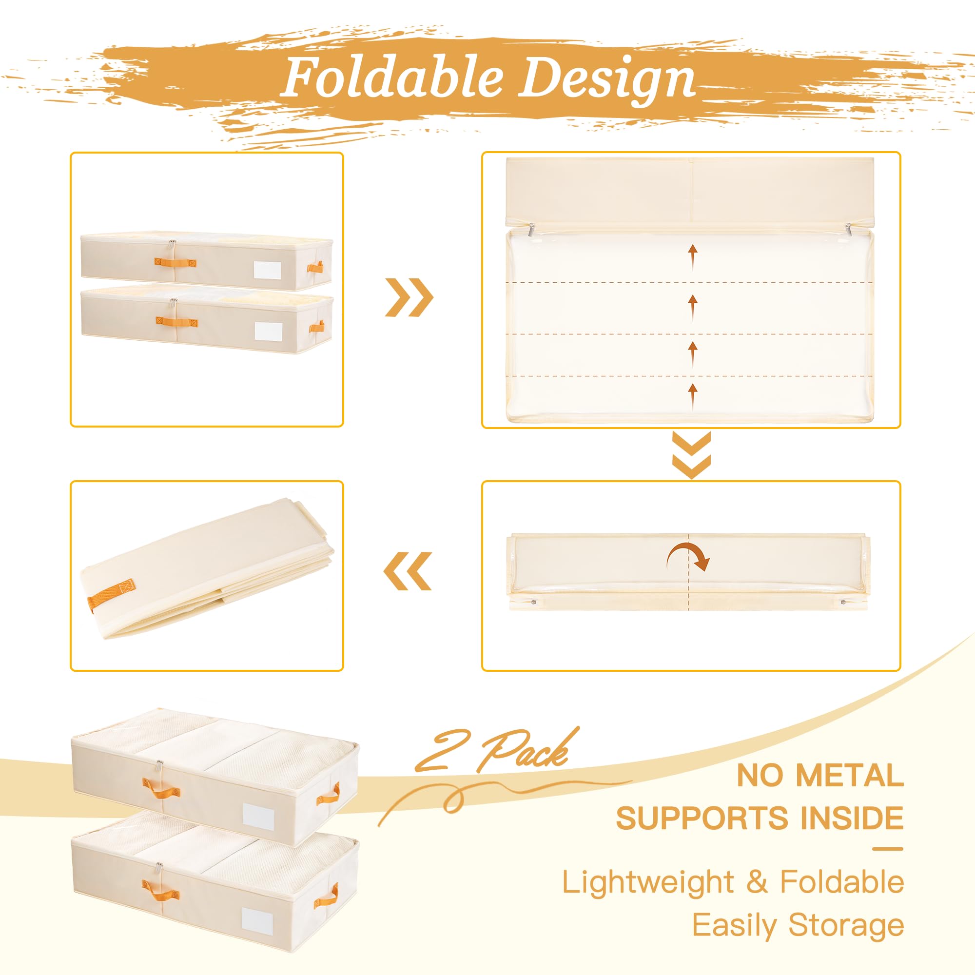 Beige Criusia under-bed bin design with front view and clean lines.
