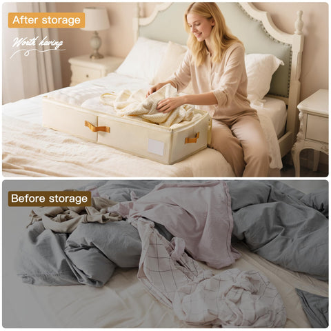 Waterproof, foldable Criusia under-bed bins for versatile storage solutions.