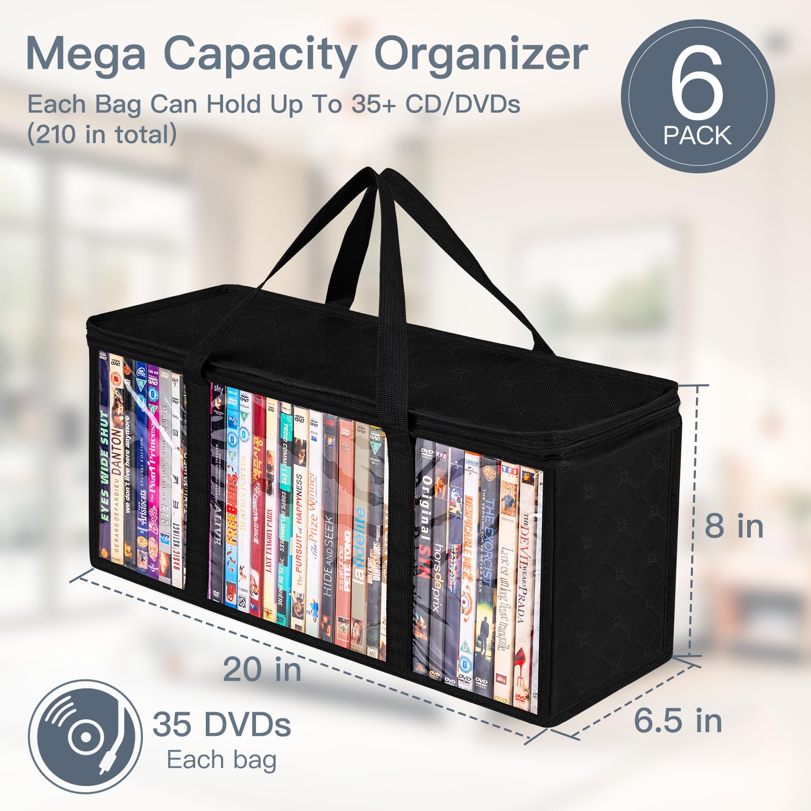 Criusia clear PVC media organizer emphasizes contents for quick access