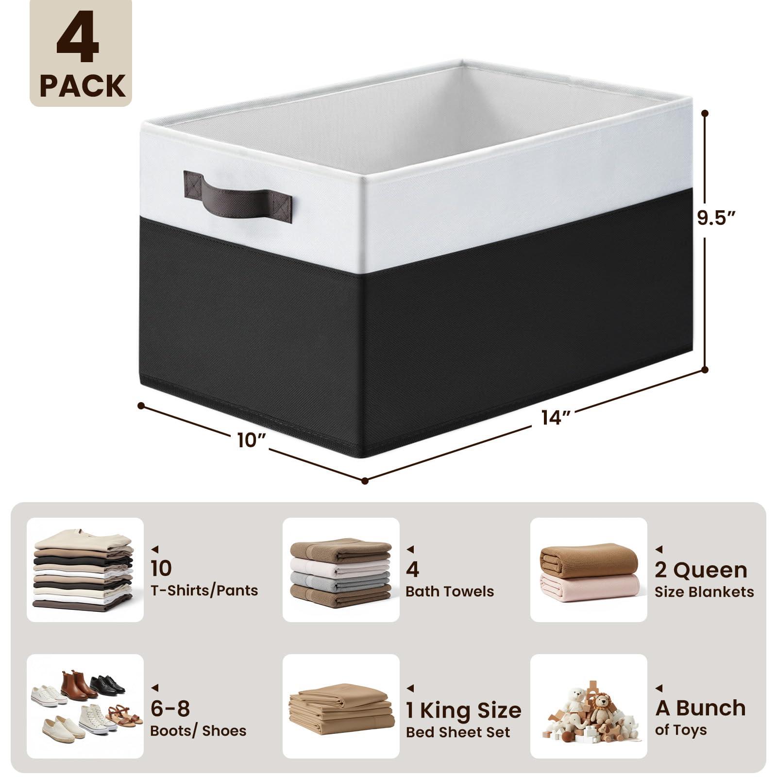 Criusia closet storage bin stacked neatly on a shelf showing durability.