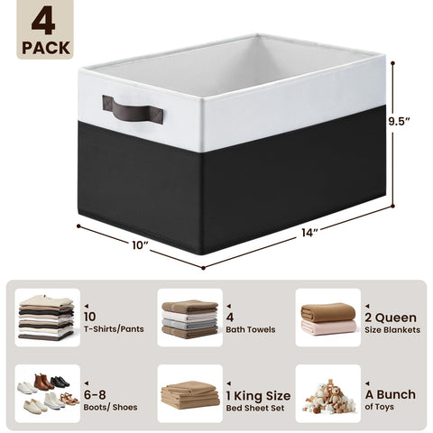 Criusia closet storage bin stacked neatly on a shelf showing durability.