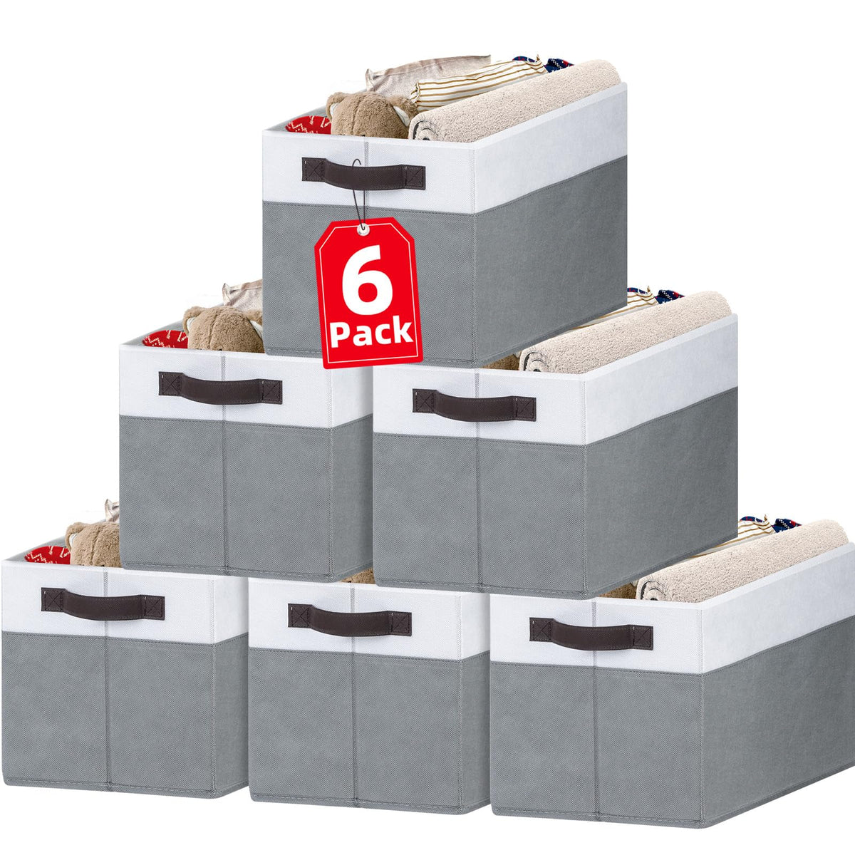 Criusia closet bins front view showing six-pack organization for bedroom storage