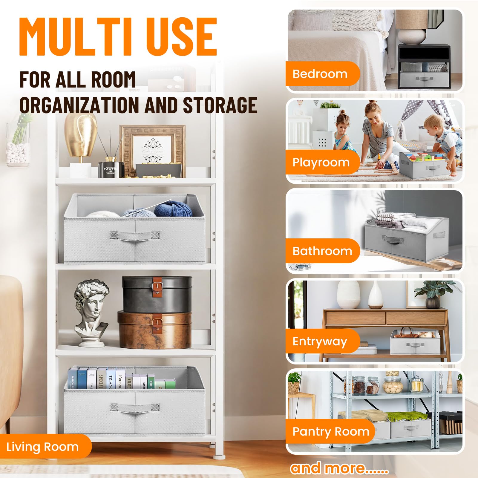 Criusia closet bin with collapsible bottom for space-saving storage