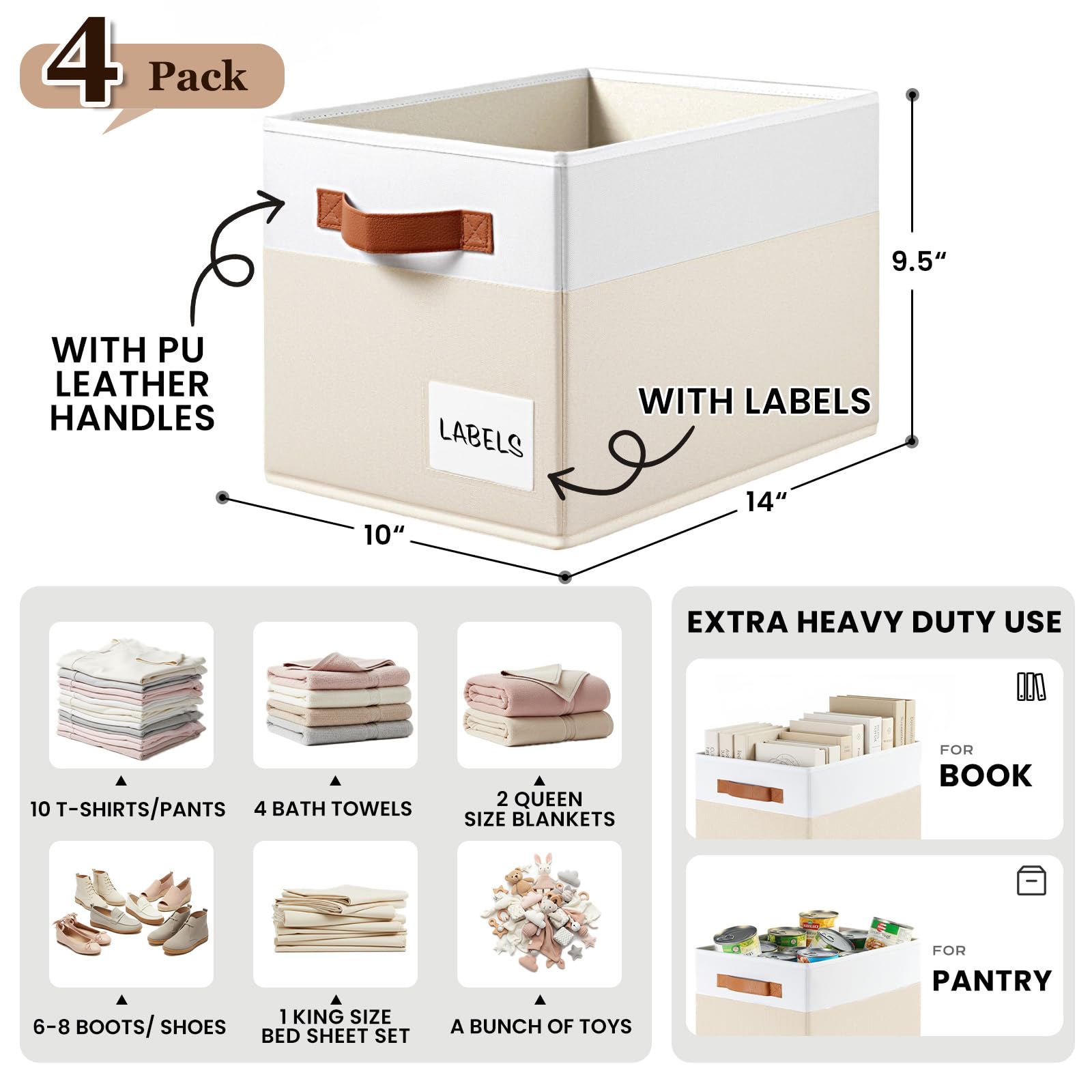 Criusia closet shelf bins with handles simplify moving lightweight items.