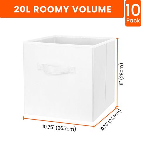 Criusia collapsible fabric bin in white offers quick, space-saving storage.