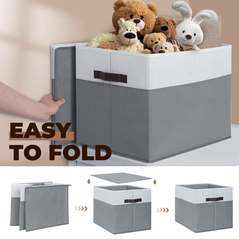 Criusia collapsible storage bin folds flat for compact storage.