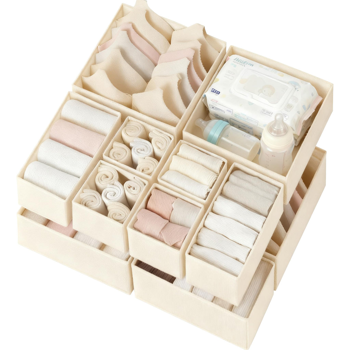 Criusia drawer organizer large box in beige keeps big shirts tidy and accessible.