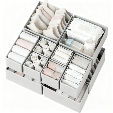 Criusia 12-pack large drawer organizers keep bulky clothing neatly separated