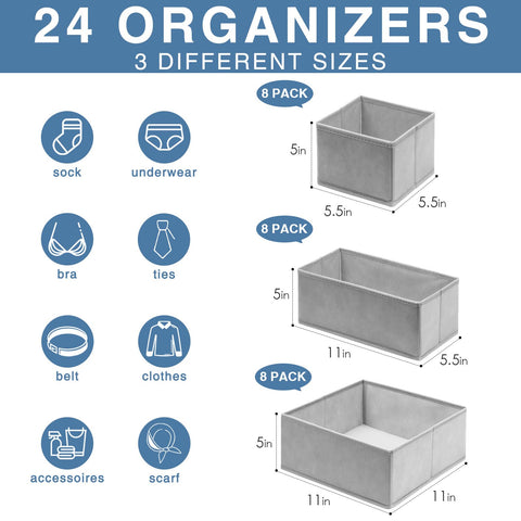 Criusia 24-pack medium container 11x5.5x5 keeps clothing neatly arranged