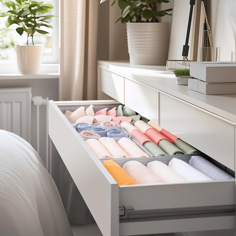 Criusia baby clothes use helps tidy nursery drawers.
