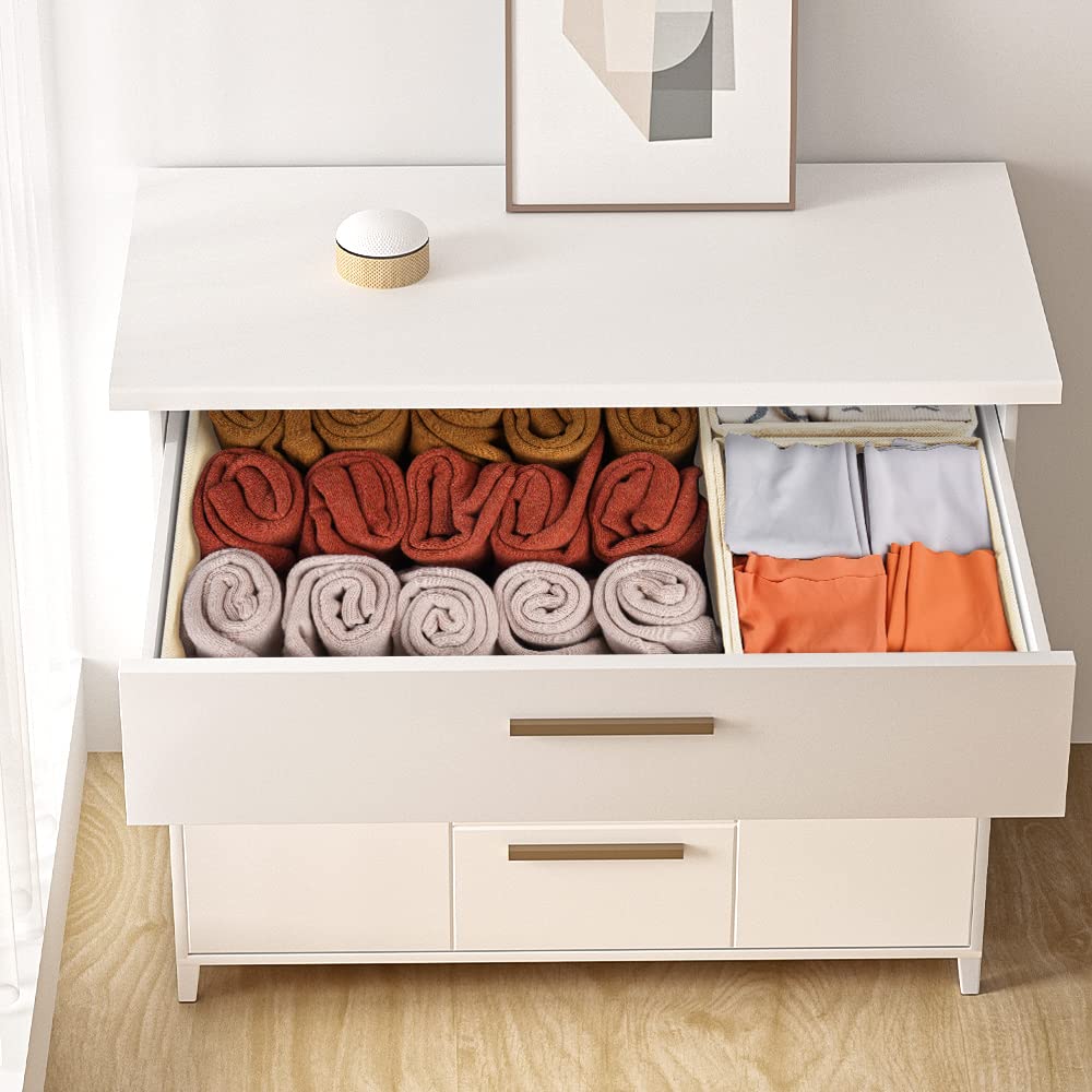 Criusia dorm room organization with beige fabric adds neatness and simplicity.