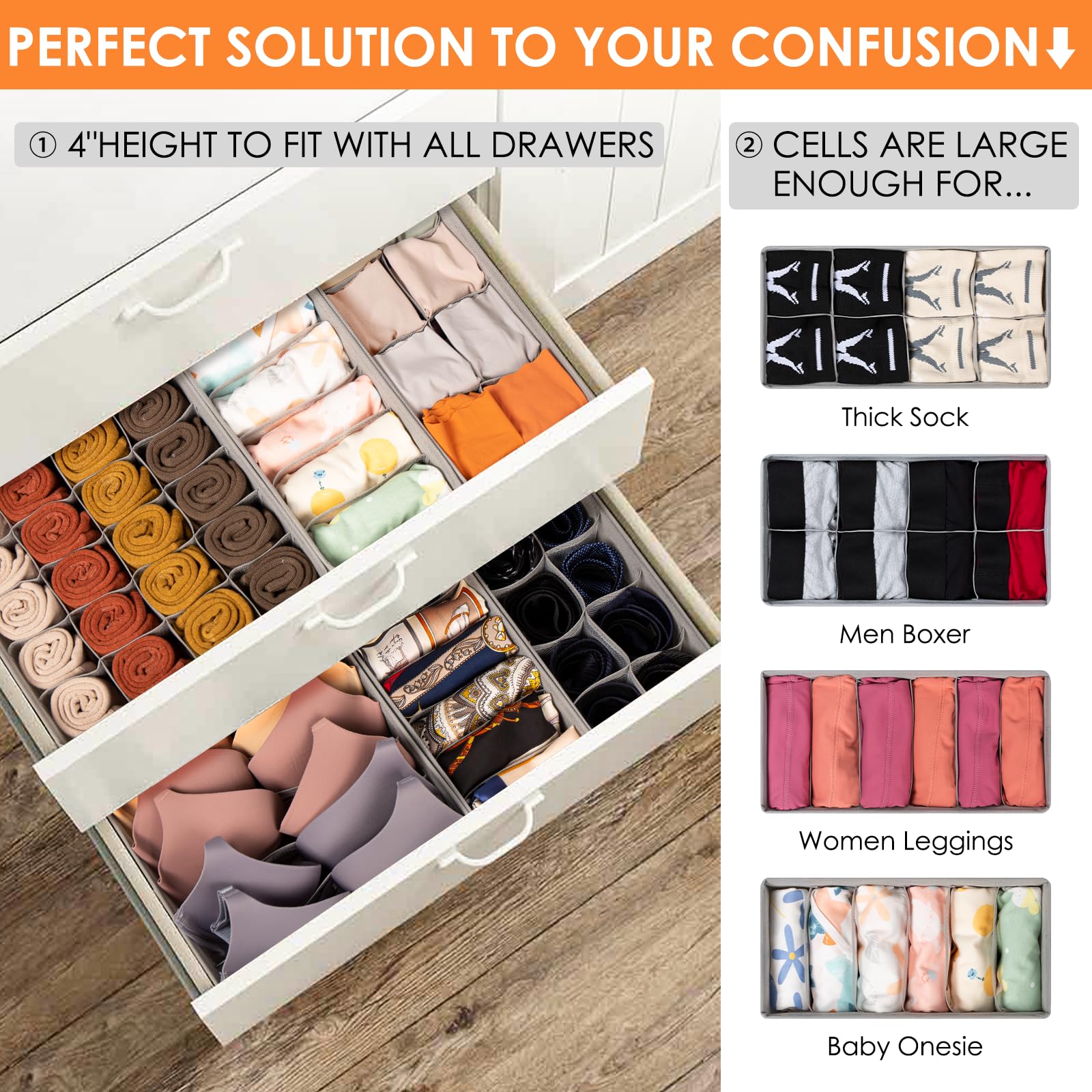 Criusia foldable design drawer organizer maximizes space and easy storage.