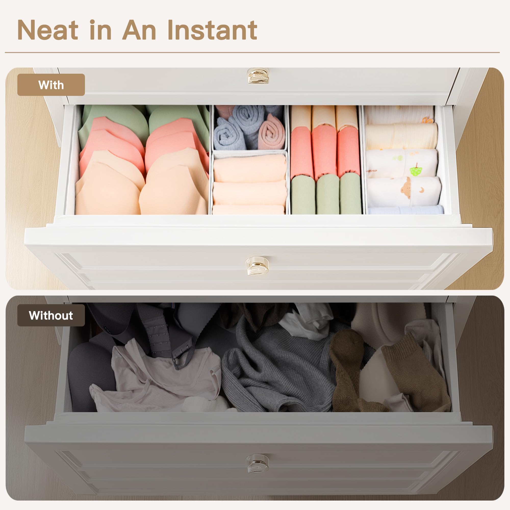 Criusia drawer organizer in-drawer setup enables quick, tool-free organization