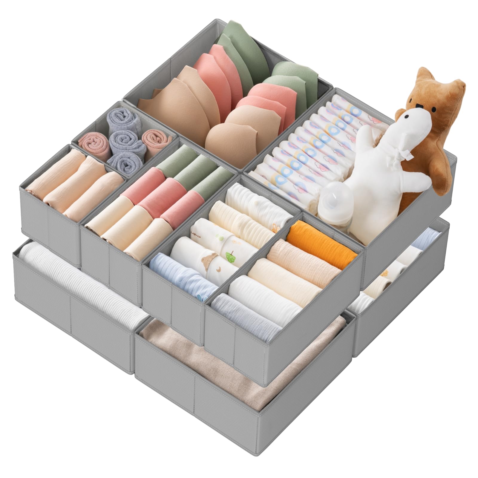Criusia large four-pack drawer organizer for spacious clothing storage and easy access.