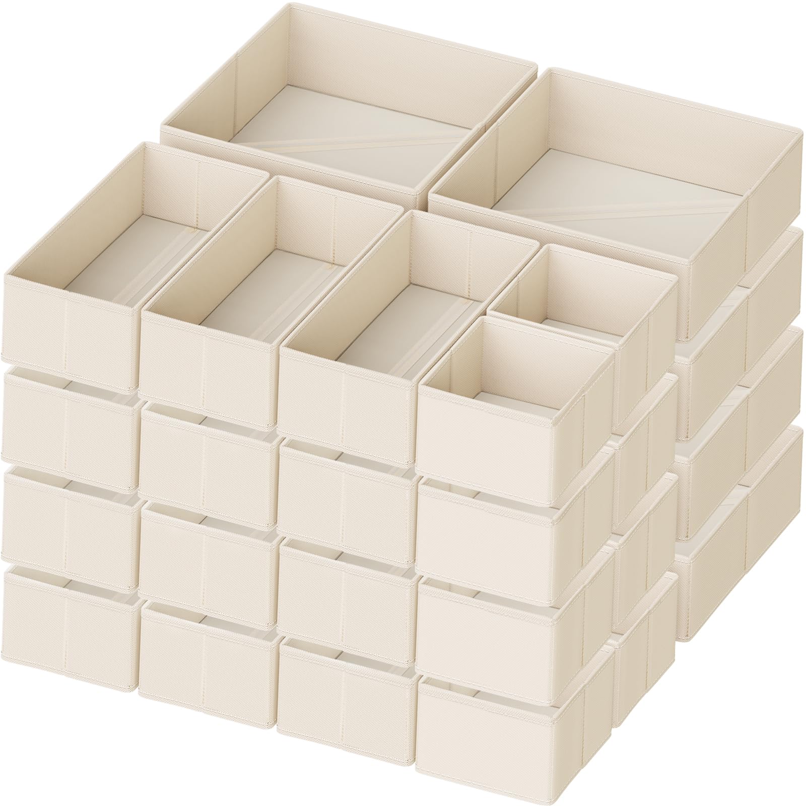 Criusia large beige drawer organizer bin in a tidy drawer.