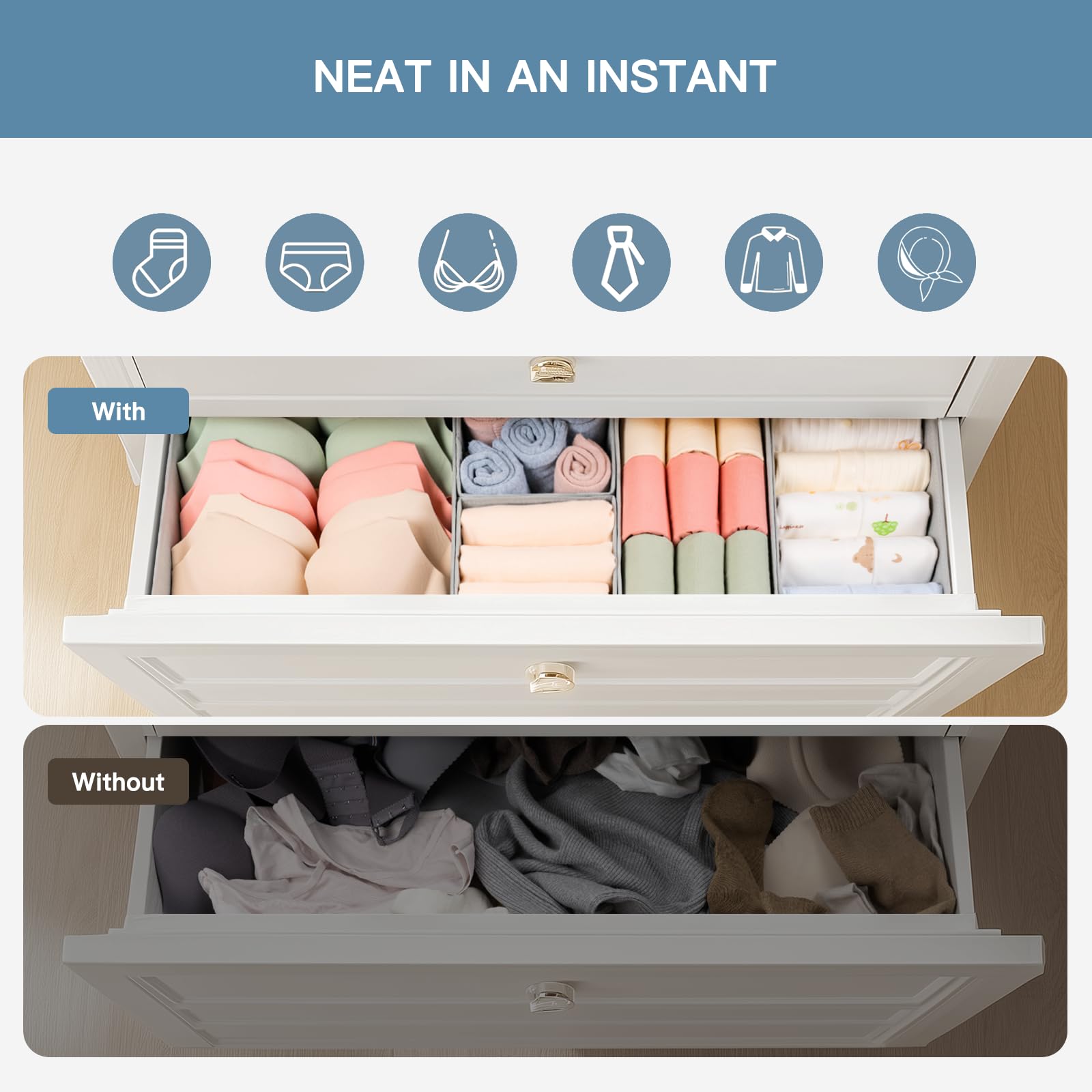 Criusia small two-pack drawer organizer perfect for tiny accessories.
