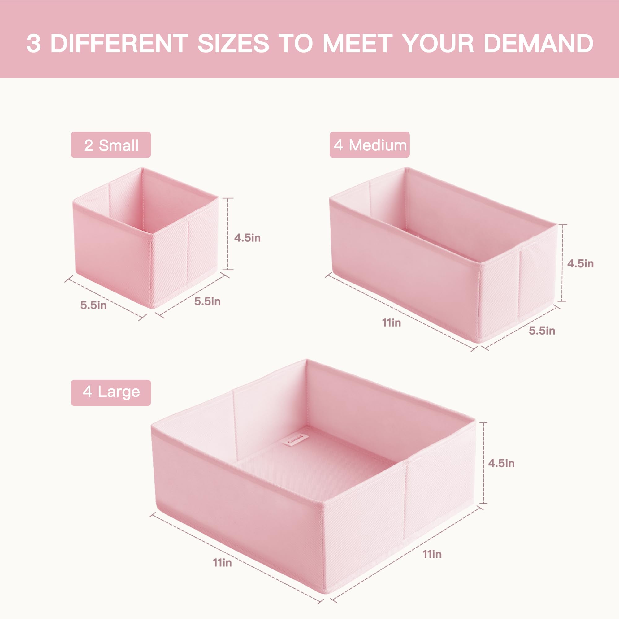 Criusia drawer organizer small bin, 5-5x4-5 ideal for socks and small items.