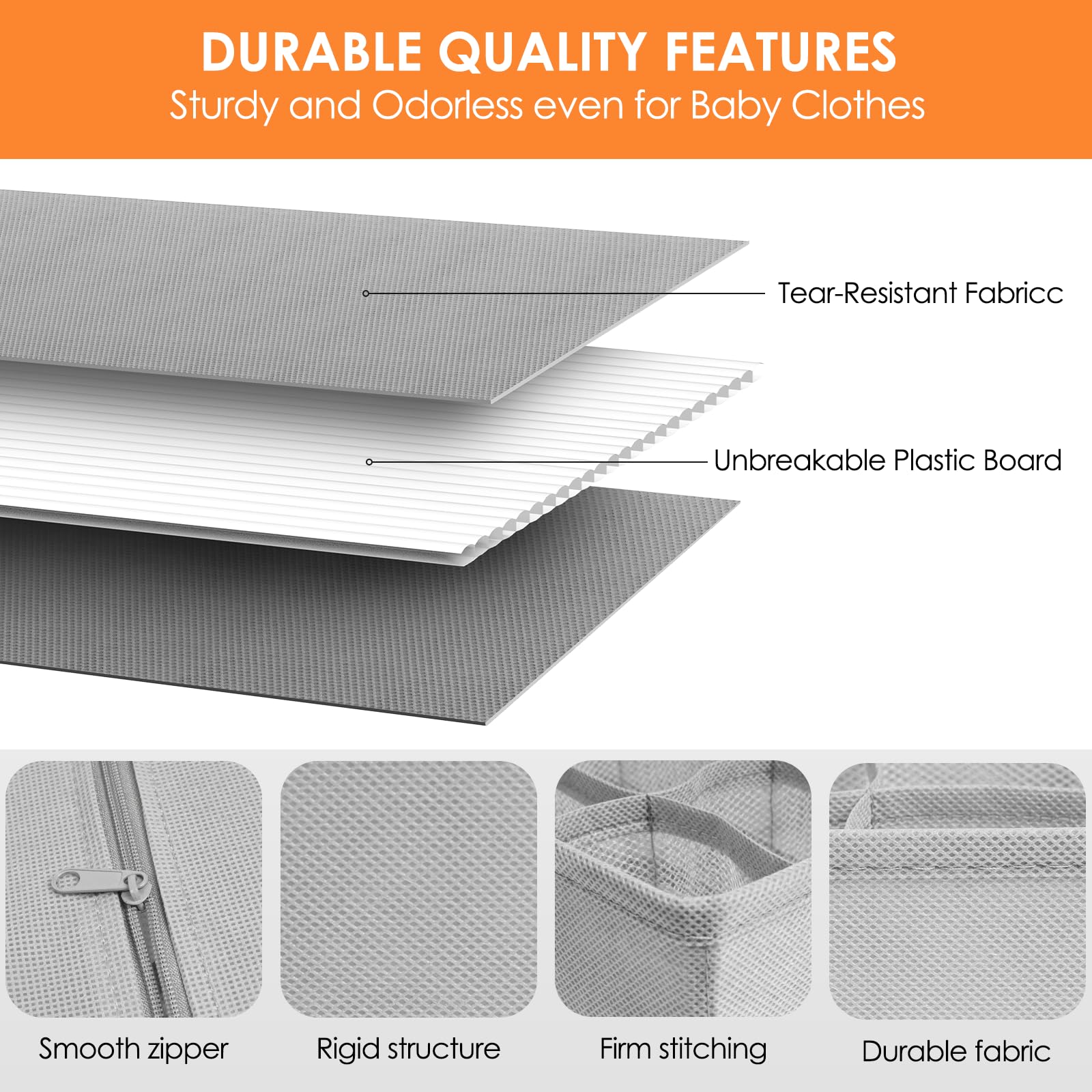 Criusia sturdy plastic-board edges give structure to deep drawers.