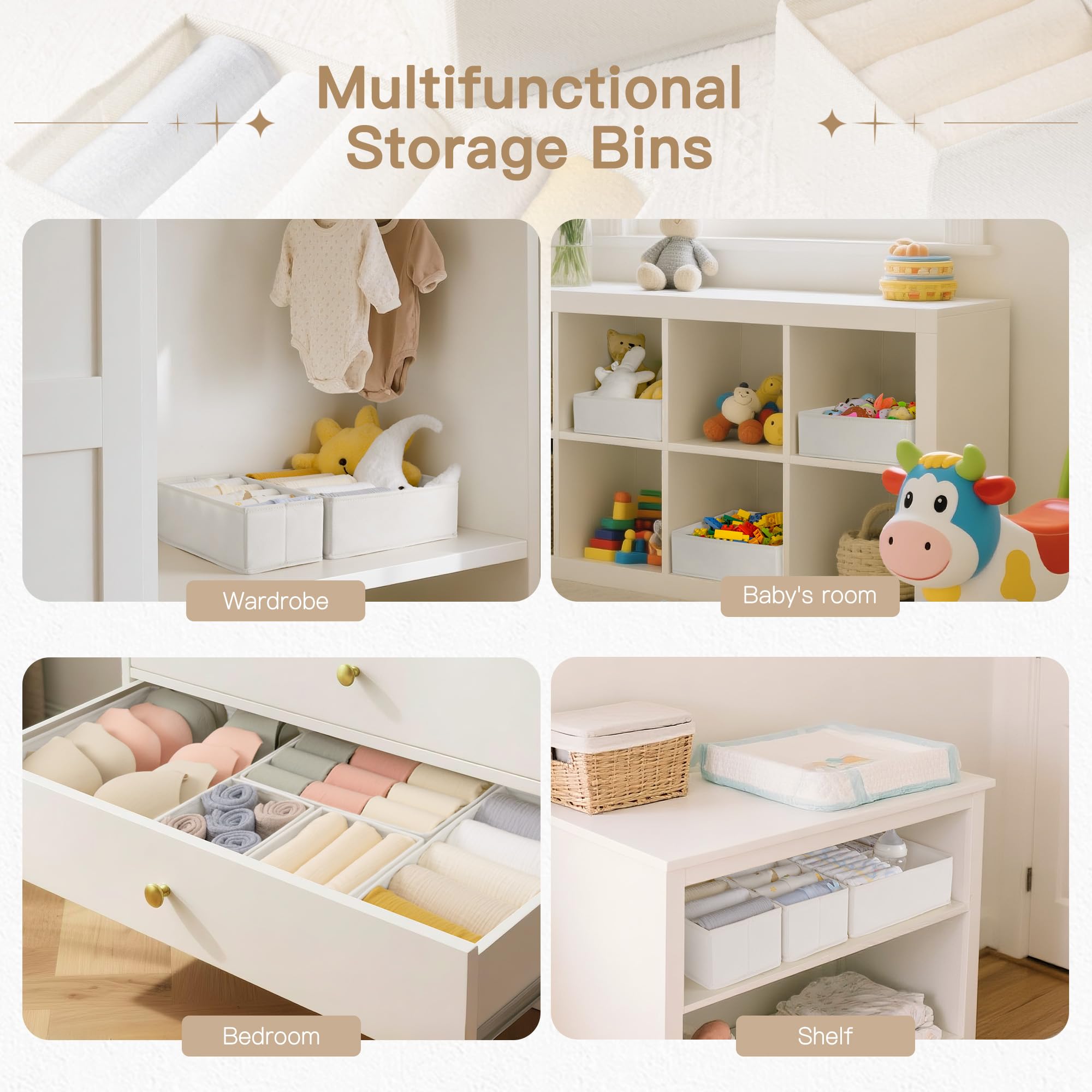 Criusia drawer organizer sturdy stitching enhances durability for daily dorm and bedroom use