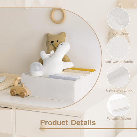 Criusia drawer organizer zippered-bottom detail keeps contents secure while stored