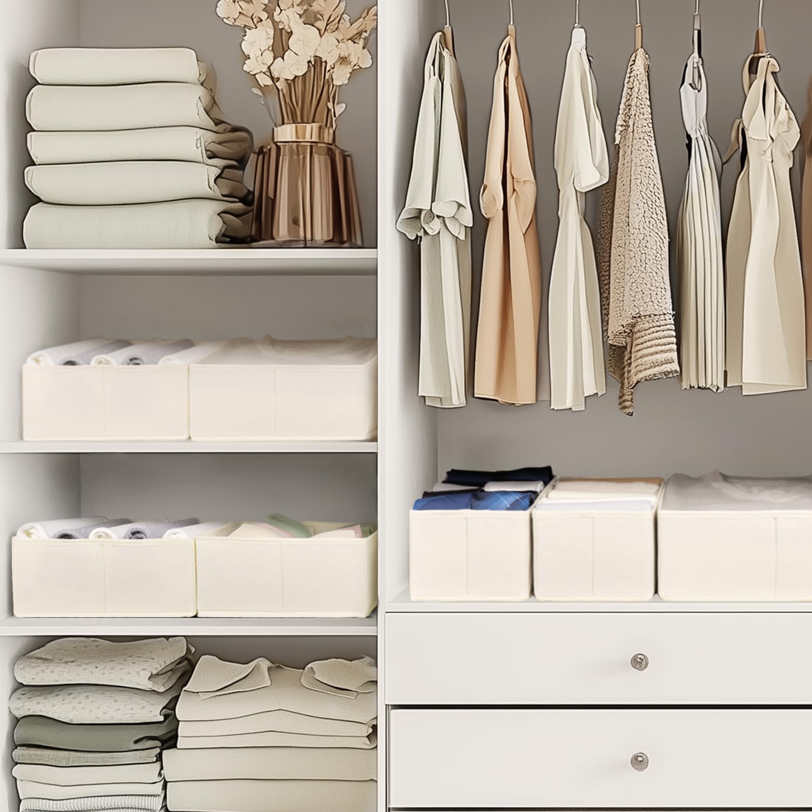 Criusia beige organizers ideal for baby clothes storage.