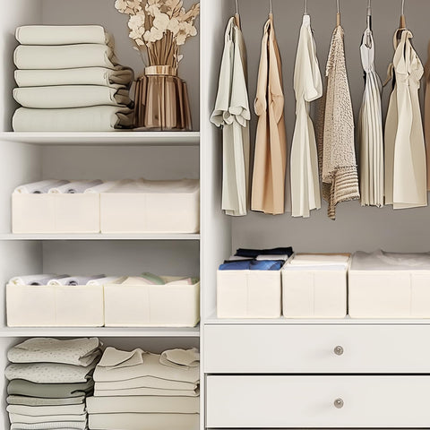 Criusia beige organizers ideal for baby clothes storage.