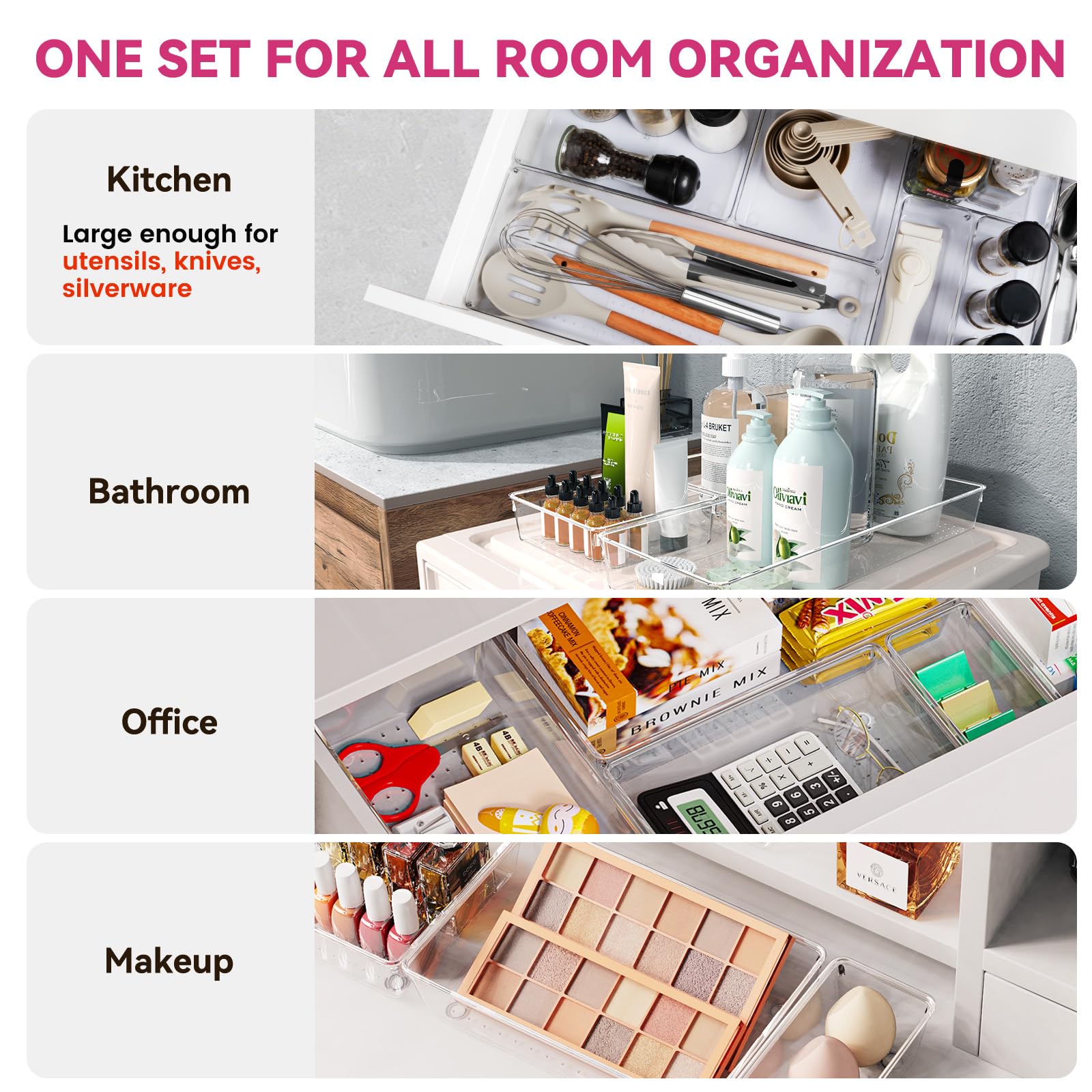 Criusia-drawer-trays-6x6x2 organize cosmetics and office supplies with clarity.