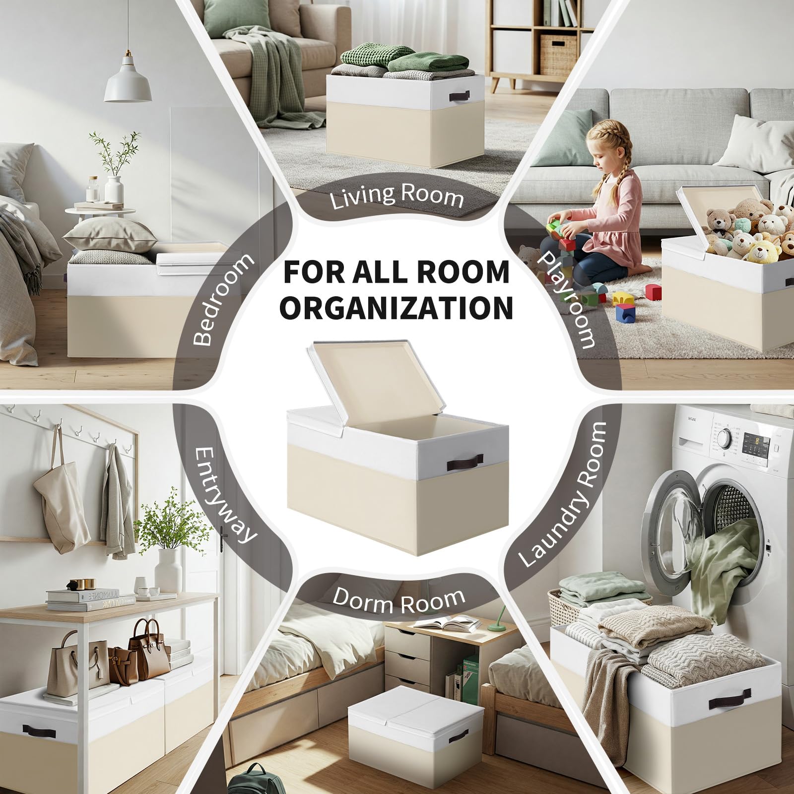 Criusia dustproof foldable storage bin protects contents from dust and stains.