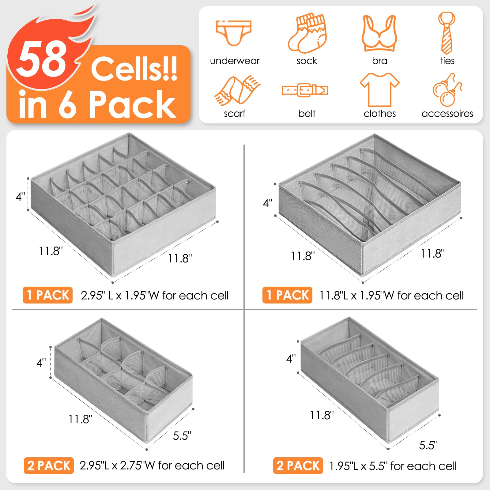Criusia easy-to-fold drawer organizers simplify storage when not in use.