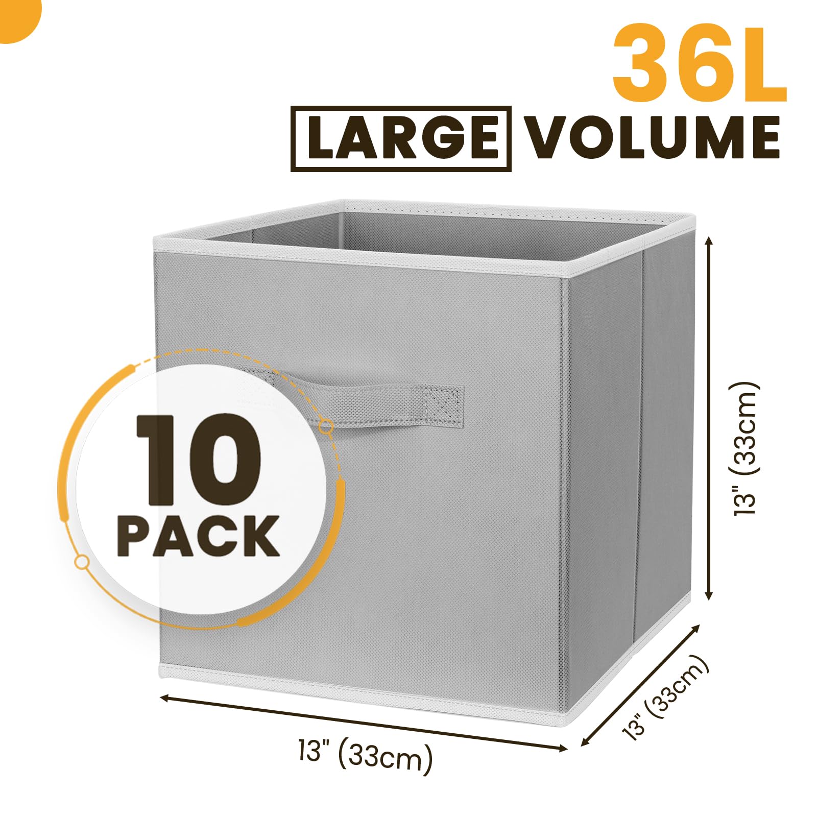 Criusia fabric bin with reinforced dual handles for easy transport.