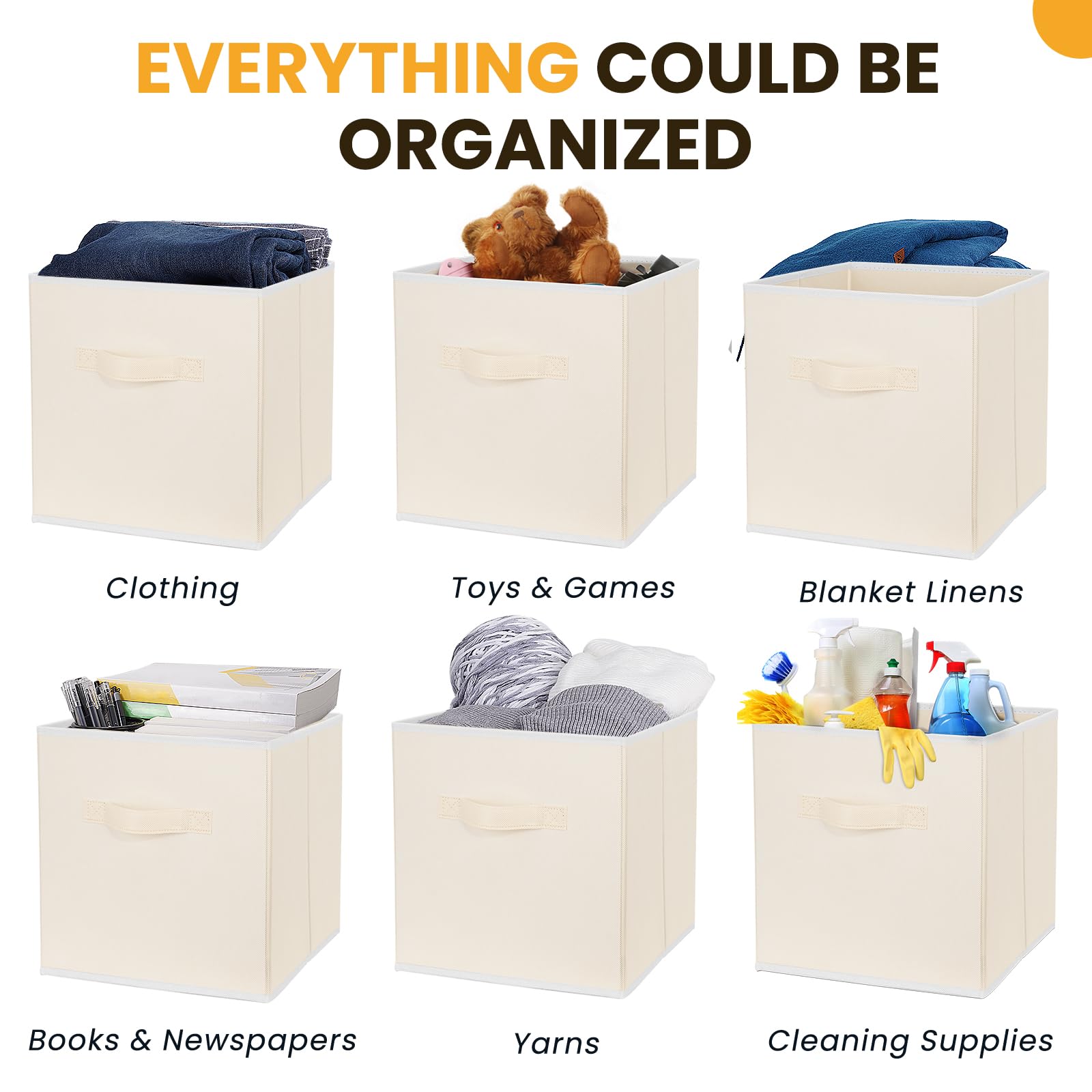 Criusia fabric bin with reinforced handles ideal for dorm rooms