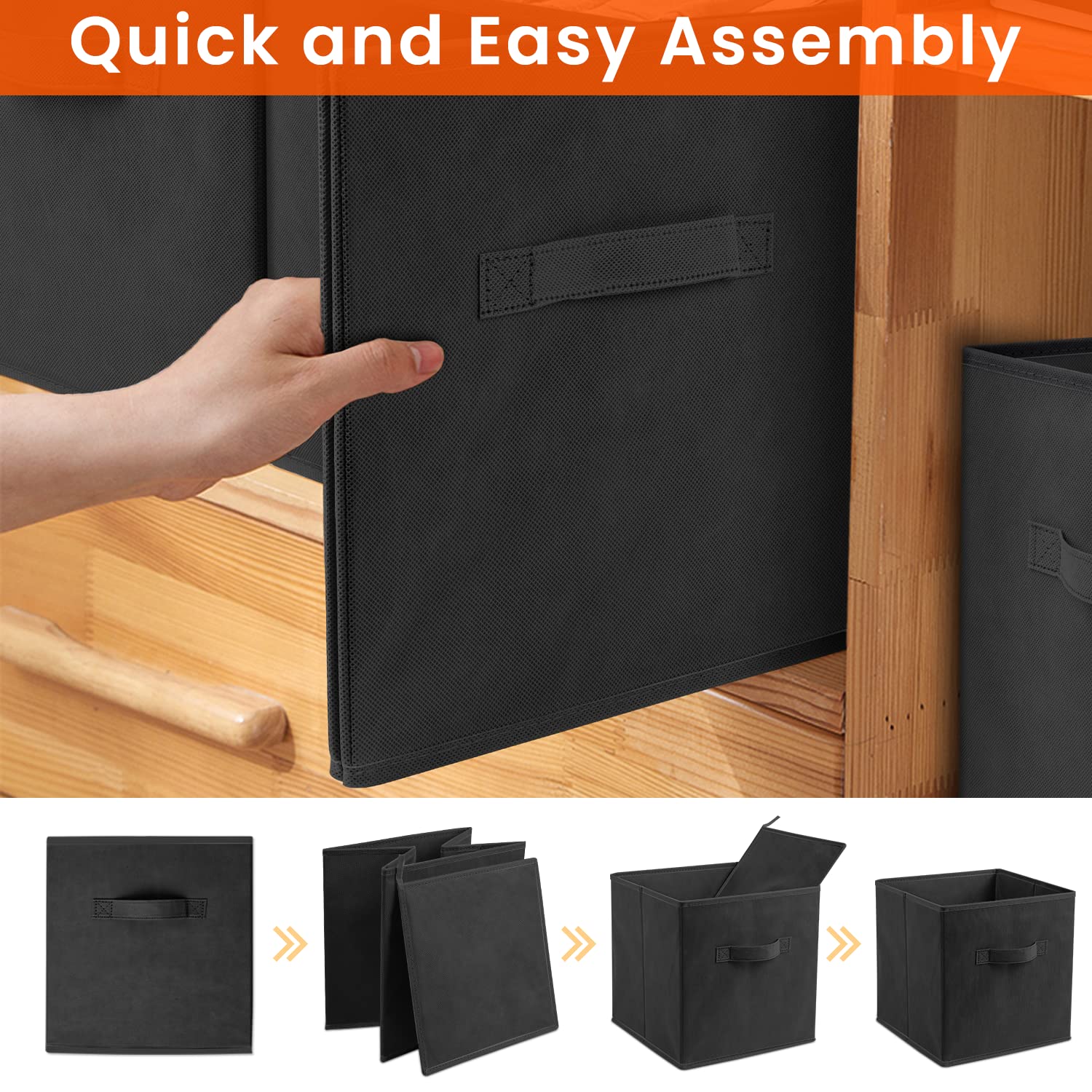 Criusia fold-flat cube bin saves space when not in use.