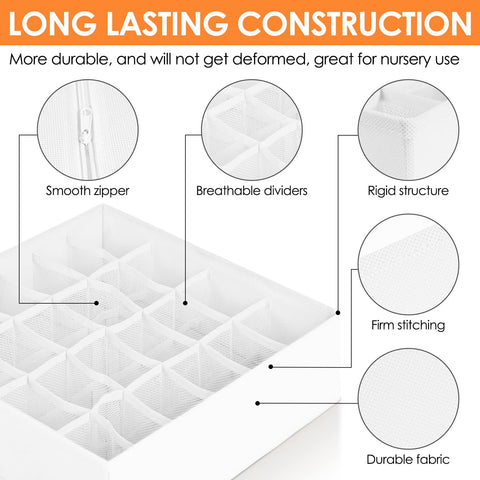 Criusia fabric bins fold flat for compact storage when not in use.