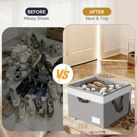 Criusia foldable organizer front view shown collapsed for space-saving closet storage