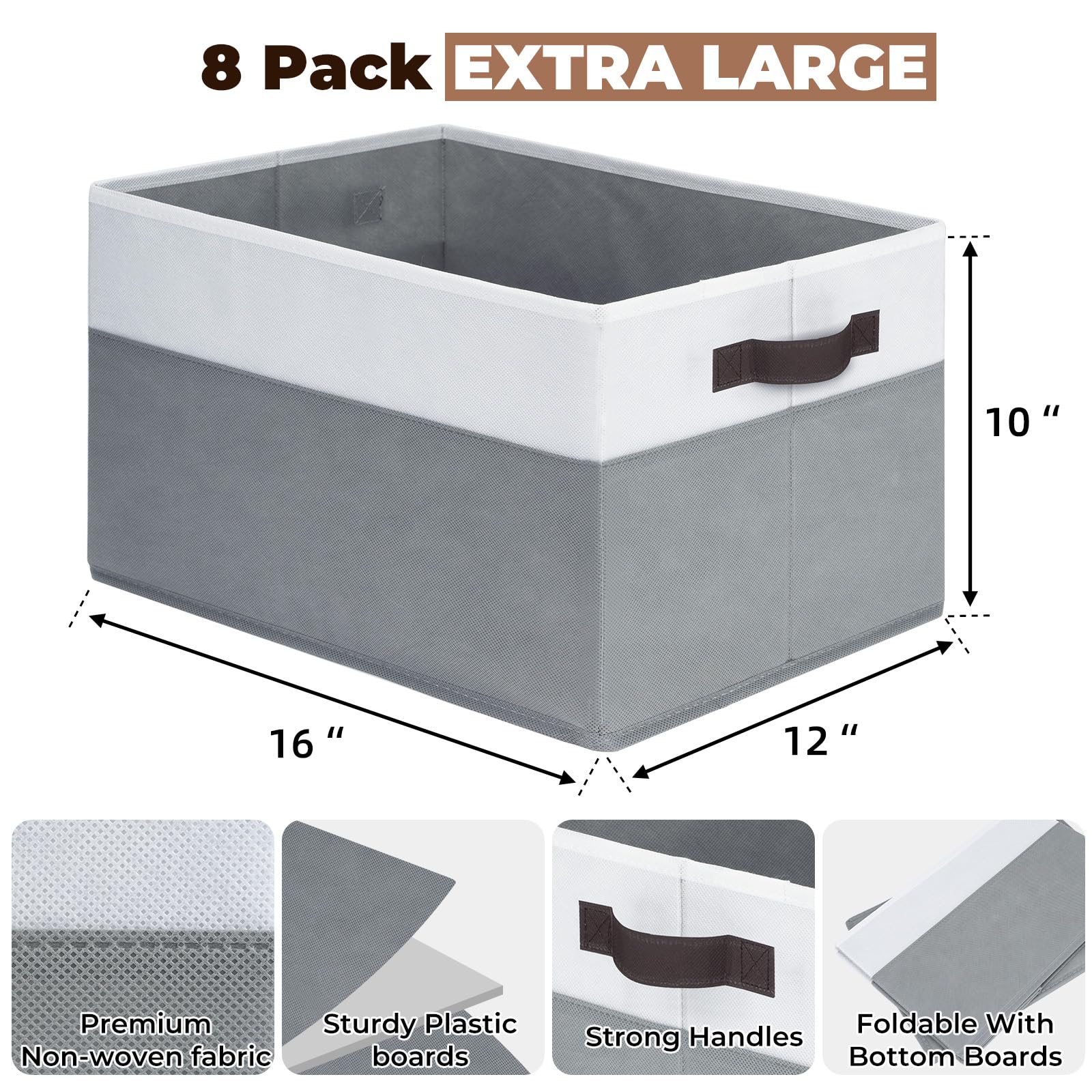 Criusia foldable storage bins with easy-carry handles save space.