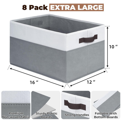 Criusia foldable storage bins with easy-carry handles save space.
